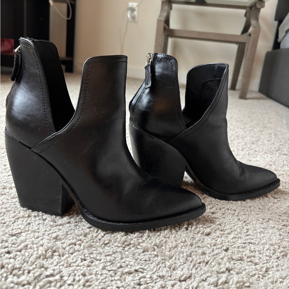 Black Leather Ankle Boots